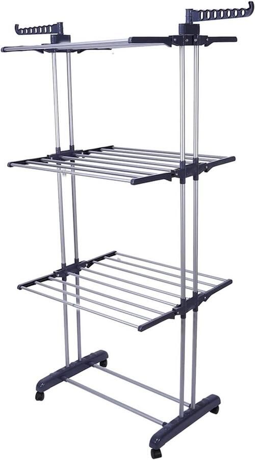 Allecto Plus: Opvouwbaar Kledinghanddoekrek met Wielen Staand Kledingrek Organizer voor Thuis Vloerrollend Ontwerp Veel Hangers en Kleerhangers Handdoekenrek