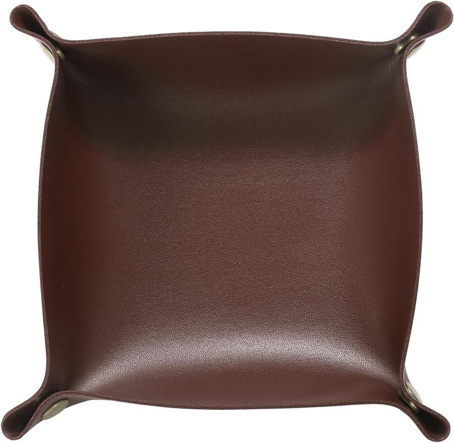 Allecto plus Opvouwbaar PU Lederen Nachtkastje met Opbergvak Donkerbruin Handig voor Klok Sieraden en Meer Klein en Draagbaar Uniseks