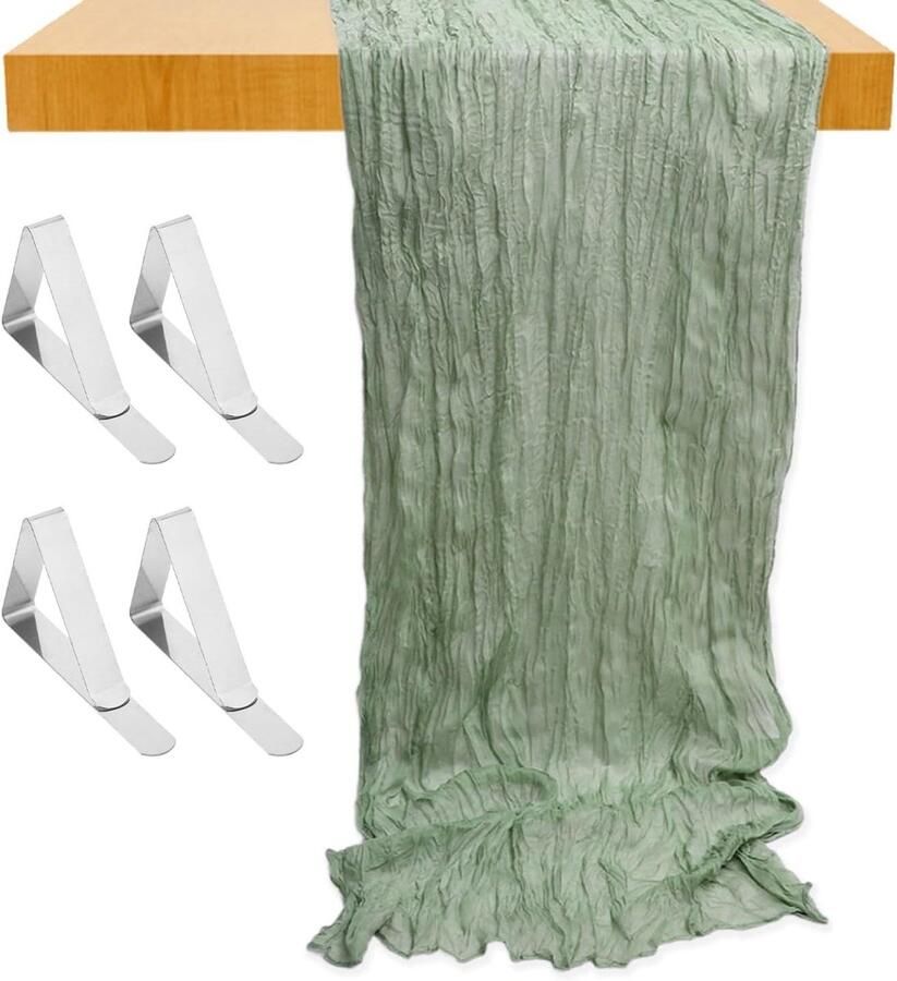 Allecto Plus Opvouwbaar Tafelkleed Met Tafelkleedklemmen Groen Gaas Tafelkleed Voor Bruiloftsreceptie Feestdecoratie 1 Stuk