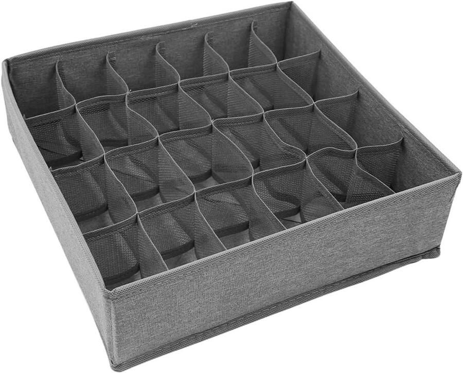 Allecto plus Opvouwbare Closet Sock Organizer met 24 Cellen voor sokken stropdassen sjaals zakdoeken Grijs