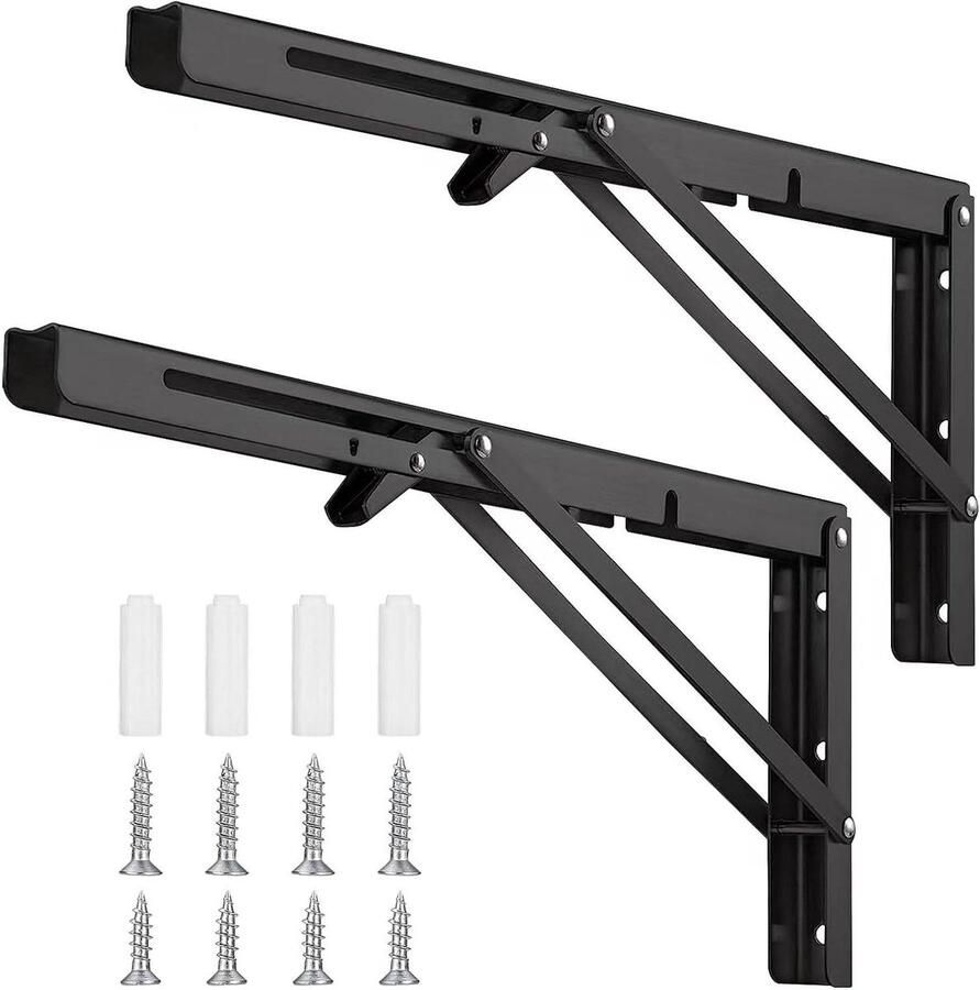 Allecto Plus Opvouwbare console 400 mm 2 stuks inklapbare plankhouders voor doe-het-zelf houder wandrek plankondersteuning klem huis keuken klaptafel stevig metaal