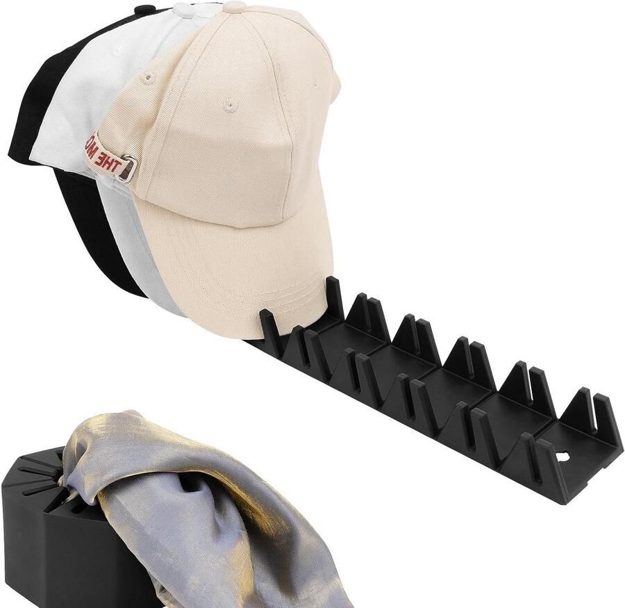 Allecto plus Opvouwbare hoedstandaard voor 8 honkbalpetten Zwart Hoedendisplay en organizer voor slaapkamer en kast