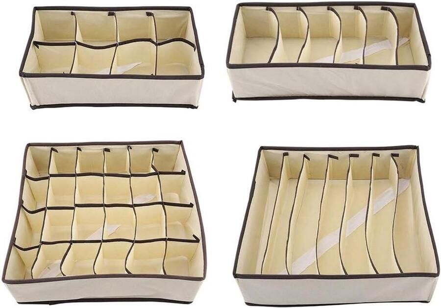 Allecto plus Opvouwbare Ondergoedorganisator Ladeverdeler Beha-Ondergoedsok Opbergbox Set van 3 Pieces