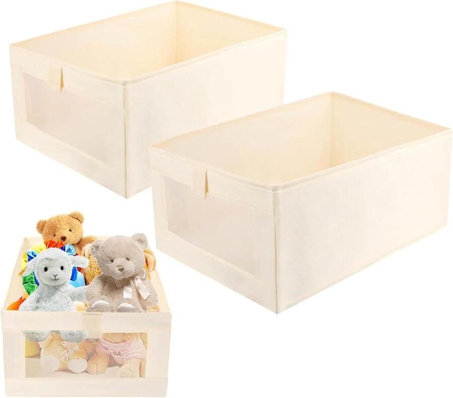 Allecto plus Opvouwbare opbergdozen 2 stuks Organizerdozen voor laden met transparant venster Opslag voor kast boeken speelgoed en kleding