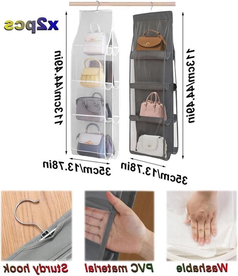 Allecto Plus Opvouwbare Opbergruimte voor Handtassen Hangende Organizer voor Kledingkast Zakkenhouder voor Slaapkameropslag