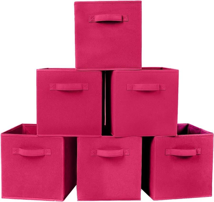 Allecto plus Opvouwbare Stoffen Opbergbakken voor Kast Speelgoed Opslag Fuchsia Kleur