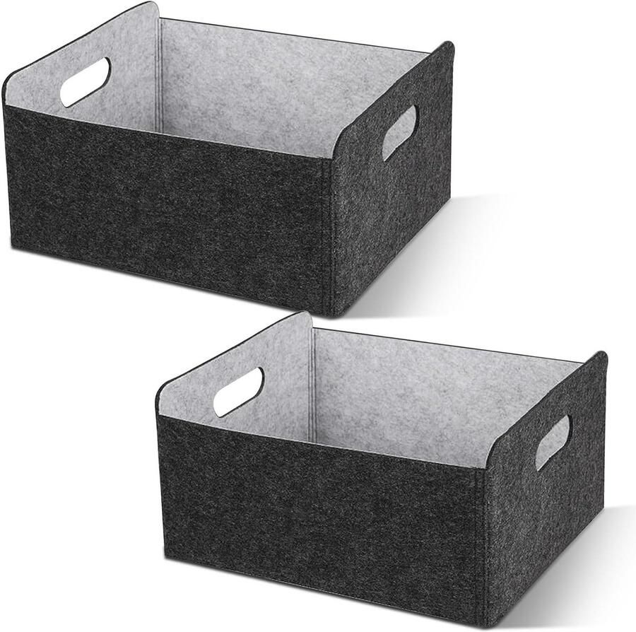 Allecto Plus Opvouwbare Vilten Opbergmand voor Kasten Thuis Kantoor Grijs