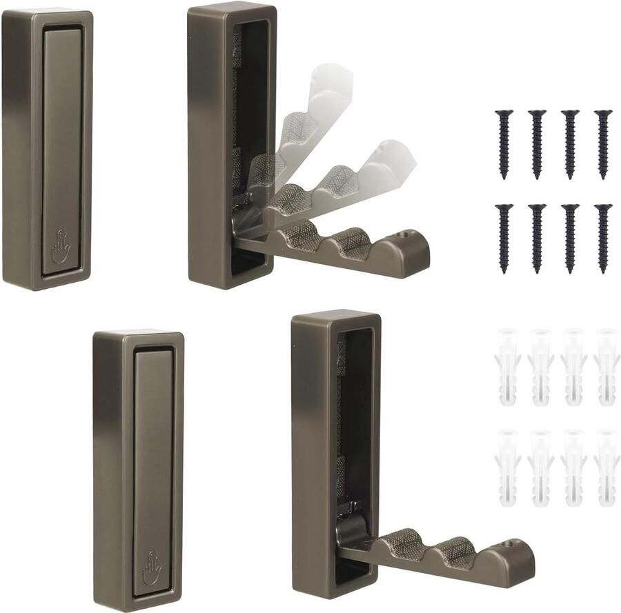 Allecto Plus Opvouwbare Wandhaken (4 Stuks) voor Wandmontage in Badkamer en Kast Zinklegering Inclusief Schroef Expansiebout Jassen Hoeden Handdoeken en Tassen Ruimtebesparend