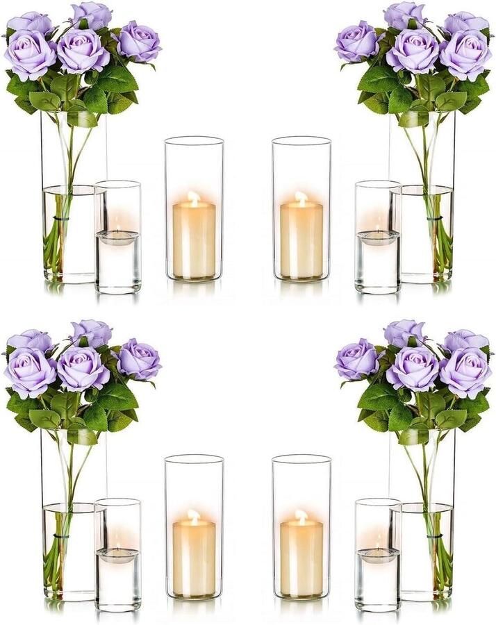 Allecto Plus Orkaan Kaarsenhouders Glas Set van 3 Cilinder Bloem Vaas Drijvende Votive Bruiloft Tafel Centerpiece Home Decor 15 20 25cm