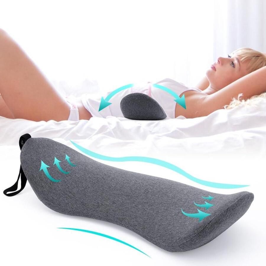 Allecto plus Orthopedisch lendenkussen van traagschuim voor rugpijnverlichting Geschikt voor bed bank auto en bureaustoel