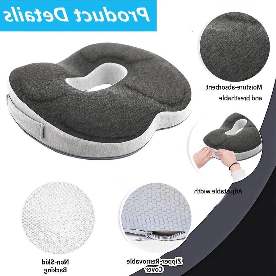 Allecto Plus Orthopedisch zitkussen voor bureaustoel met traagschuim Ergonomisch aambeienkussen Verlicht stuitbeen ischias en rugpijn Comfortabele ondersteuning