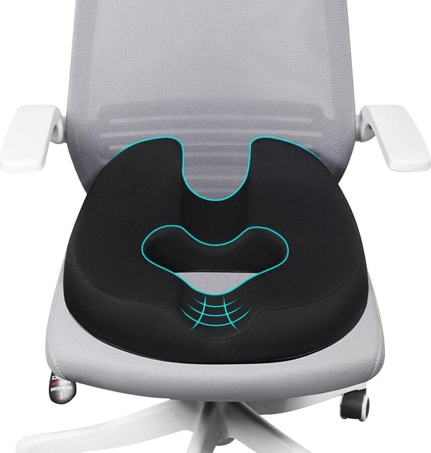 Allecto Plus Orthopedisch zitkussen voor optimaal zitcomfort Donut-zitring voor bureaustoelen autostoel en rolstoel Ergonomisch zitkussen 38 x 45 x 12 cm