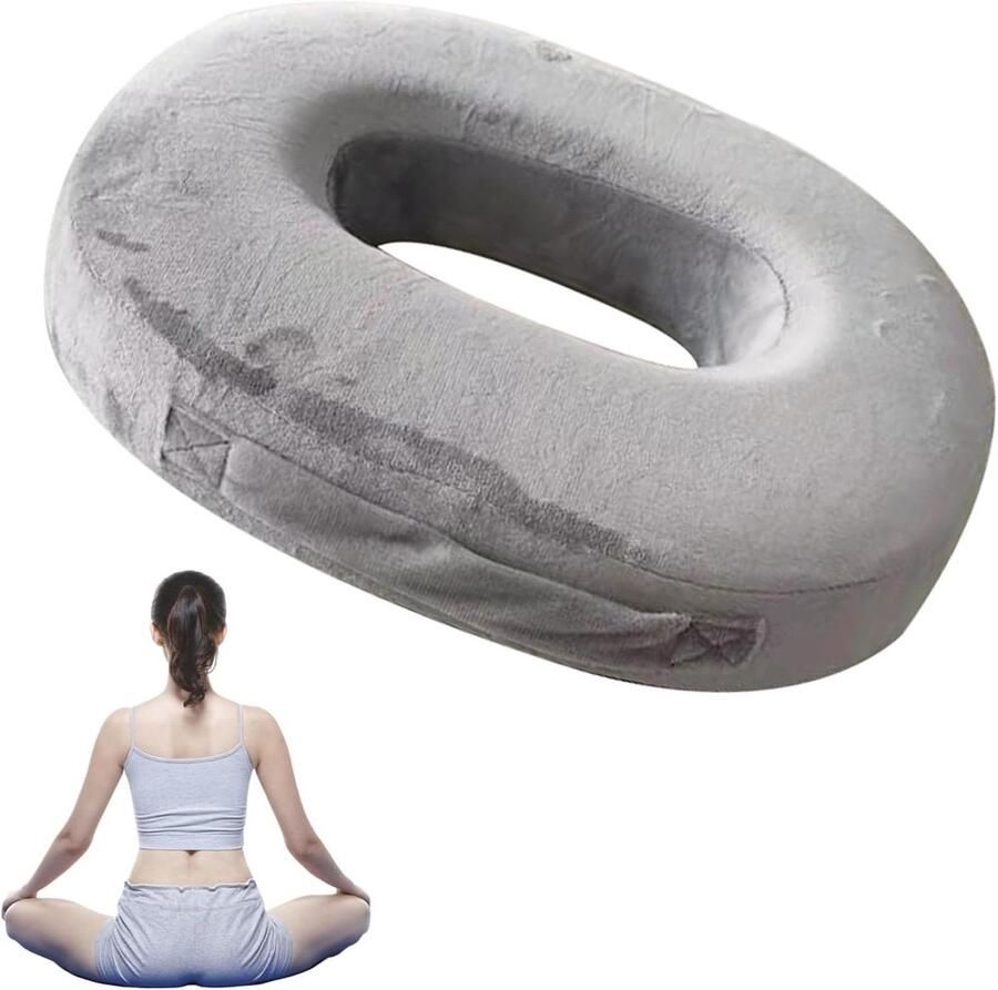 Allecto Plus Orthopedisch zitkussen voor pijnverlichting en betere doorbloeding traagschuim stuitbeenkussen voor auto bank en bureaustoel