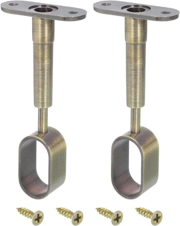 Allecto plus Ovale kledingkasthouderrails (2 stuks) Verstelbaar en compleet Brons Montageschroeven inkluis