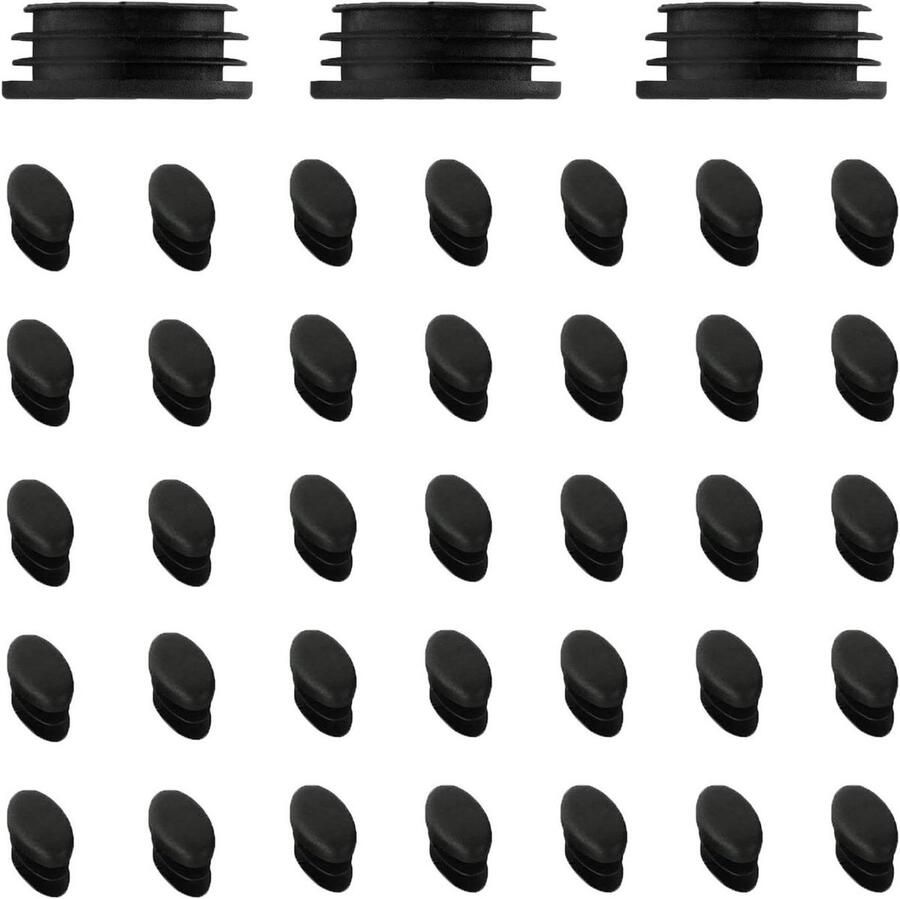 Allecto plus Ovale stoel poot voetdoppen voor school (38 stuks) zwart