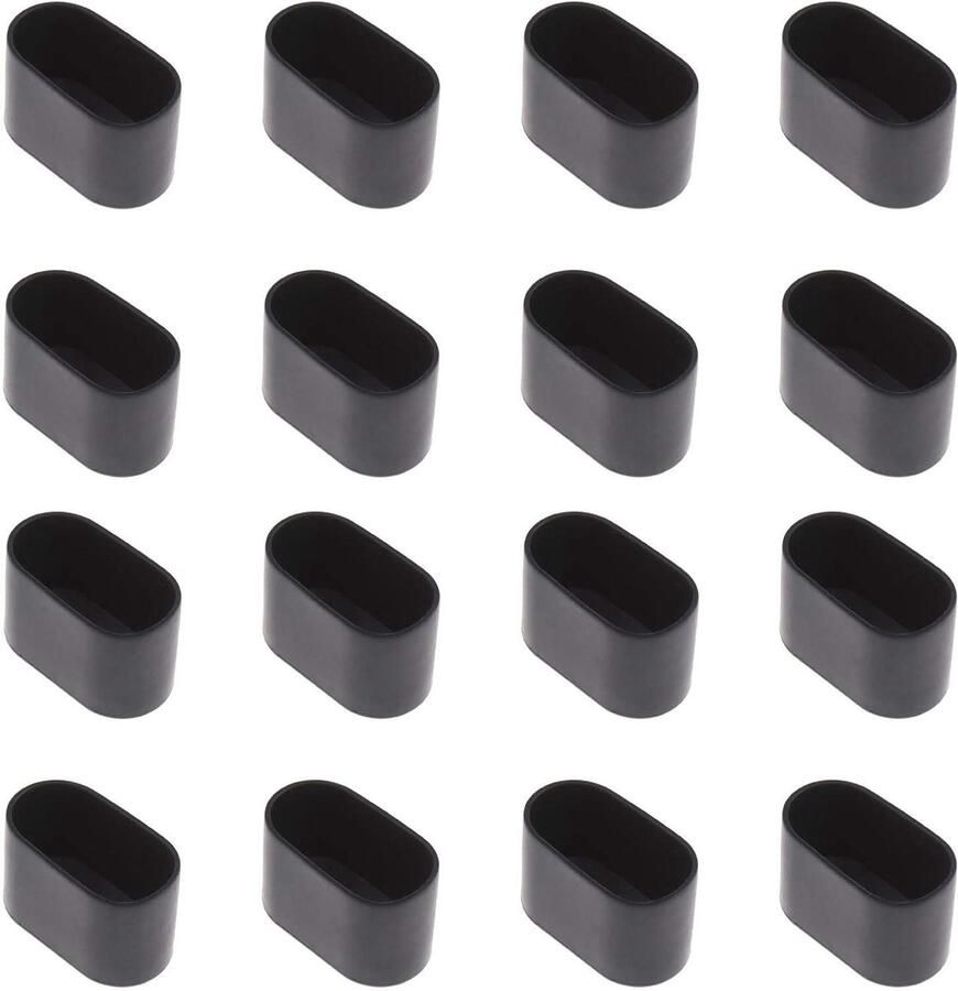 Allecto Plus Voor de titel: Set van 16 ovale tafel- en stoelpoot doppen flexibel rubber anti-kras vloerbescherming 40x20mm (Zwart) Meubel accessoires interieurdecoratie