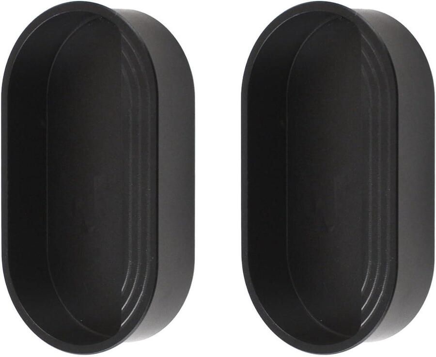 Allecto plus Ovale Verzonken Schuifdeurgrepen Mat Zwart Set van 2 Modern Design voor Deur Kast Lade Geschikt voor Staldeur Kledingkast en Dressoir 65 mm