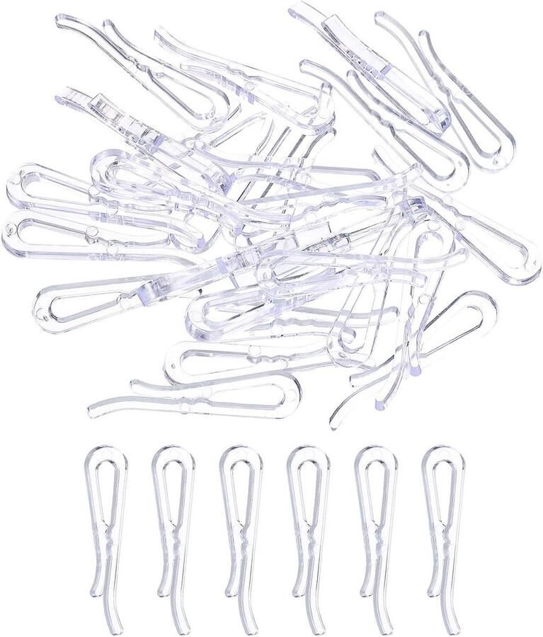 Allecto plus Pakket van 100 U-vormige krokodillenclips 3 8 cm Voor sokken broeken stropdassen Transparant conduite
