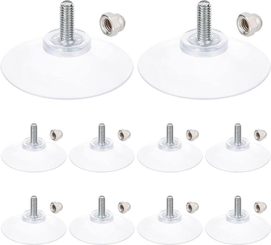 Allecto plus Pakket van 12 stuks transparante zuignappen met 52 mm diameter voor badkamer en keukenrek Handige haken voor lampenkappen stof en acrylplaten