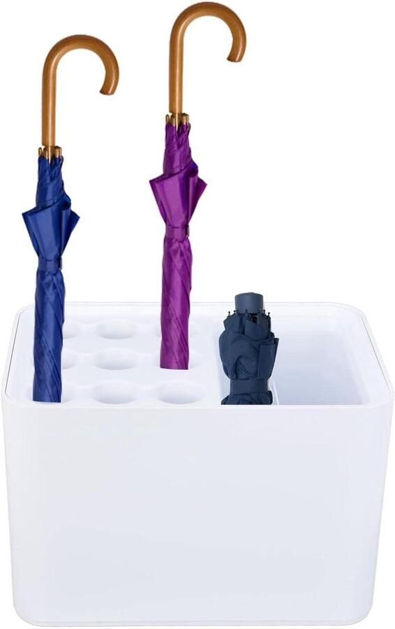Allecto Plus Parapluhouder voor huishoudelijke opslag Stabiel chassis Indoor ruimtebesparende paraplu organisator met druppellade Opbergoplossing voor paraplus