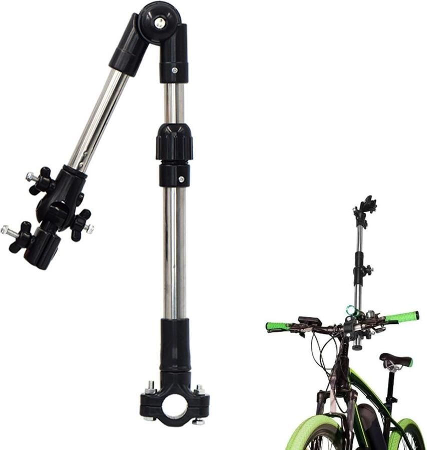 Allecto Plus Parapluhouder voor kinderwagen Fietsparasolhouder Verstelbaar Roestvrij staal Outdoor-activiteiten Handig accessoire o.a. voor wandelen met kinderen