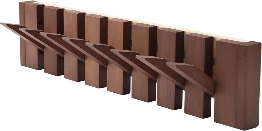 Allecto plus Pianosleutel wandkapstok houten garderobehaken voor deuren 8 haken