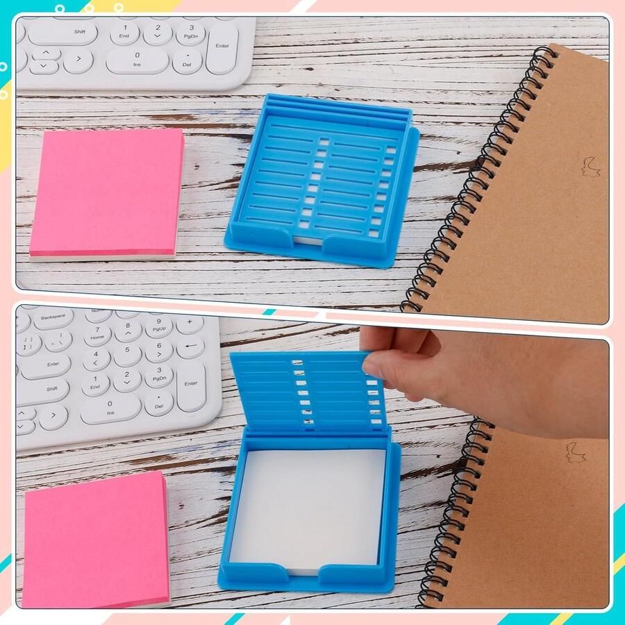 Allecto plus Plaknotitiesjabloon met Lijnvaktekening en Zelfklevende Notities Bureau Organisator voor Thuis en Kantoor Blauw