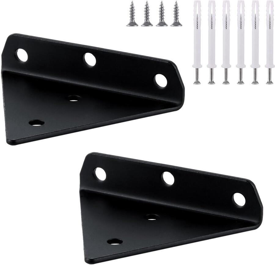 Allecto Plus Plankdragers 10 stuks zwart RVS zwaar onzichtbaar Metalen wandhouders voor boekenkast en opbergrek