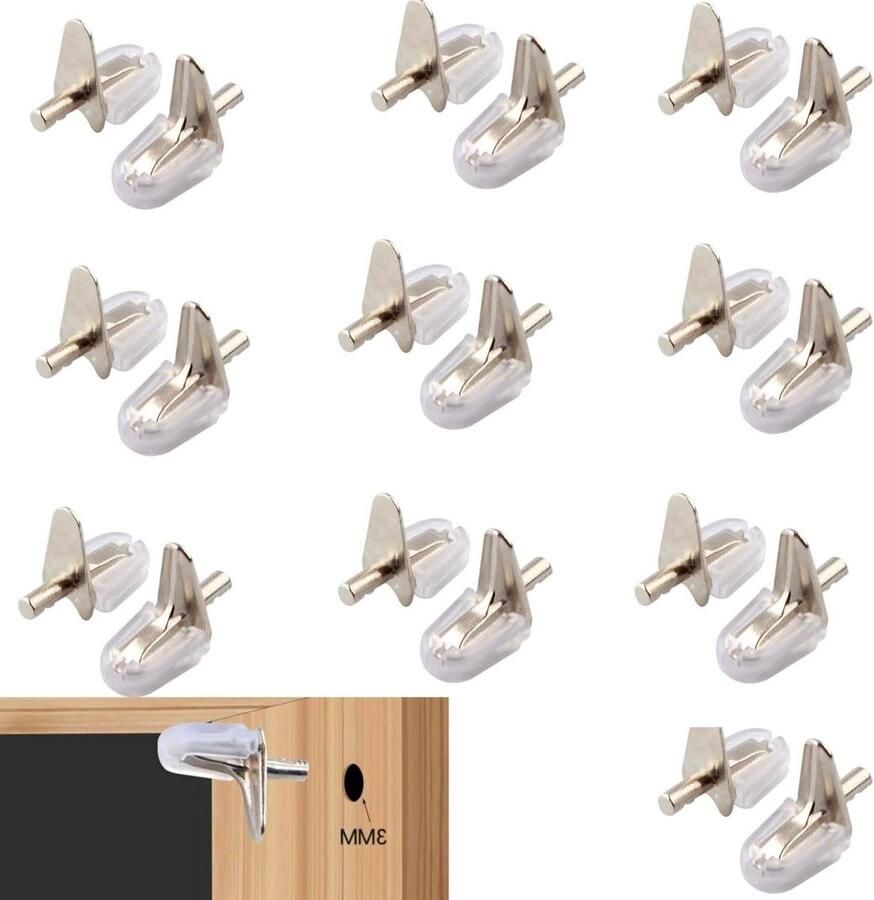 Allecto Plus Plankhouders 20 stuks 3 mm glazen plankdragers voor planken Kast Boekenkast Meubels Organizers