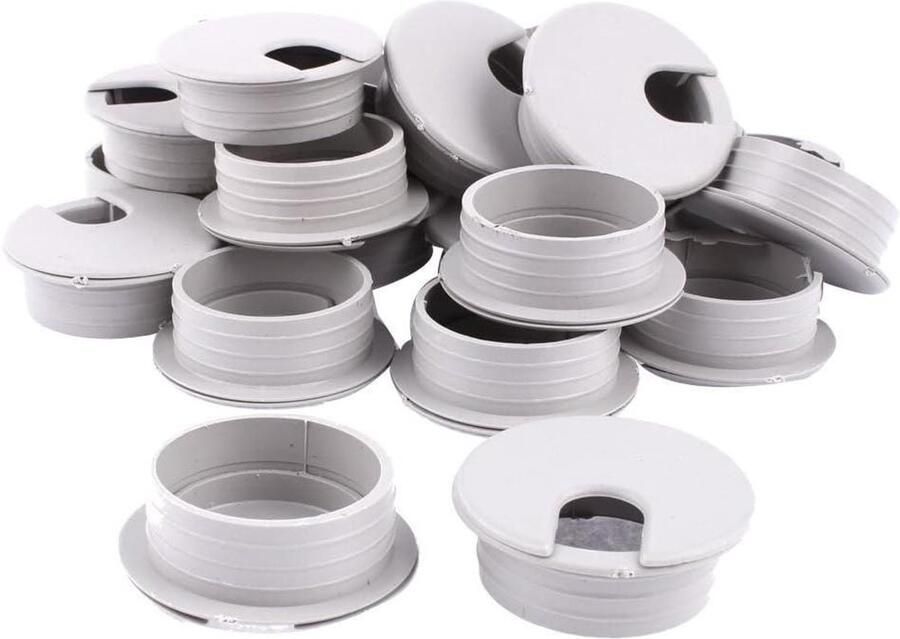 Allecto plus Plastic bureau grommets voor computer 35mm 24 stuks grijs