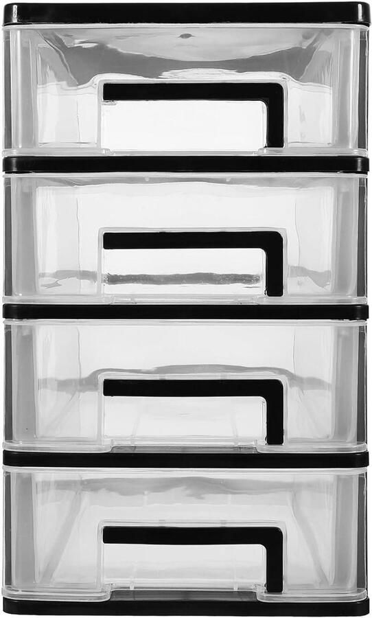 Allecto plus Plastic Lade Organizer voor Bureau met 4 lagen Transparante Opbergdoos voor Cosmetica Kunststof Opbergkast met Mini Lades