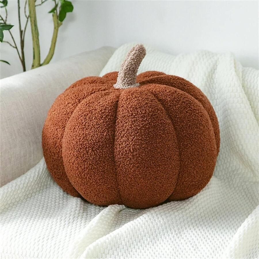 Allecto Plus Pluchen 3D pompom kussen voor kinderkamer en bank decoratie Sierkussen verjaardagscadeau Hoofdkussen zitkussen Bruin 20 cm