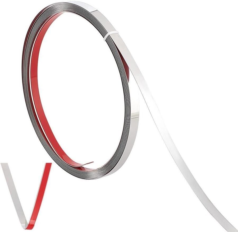 Allecto plus PVC Kwadrant Trim 5 m Roestvrij Staal Peel en Flexibele Moulding Zelfklevend Muur Hoek Trim Wandspiegel Meubels Deur Garderobe Platina 10 mm Breed