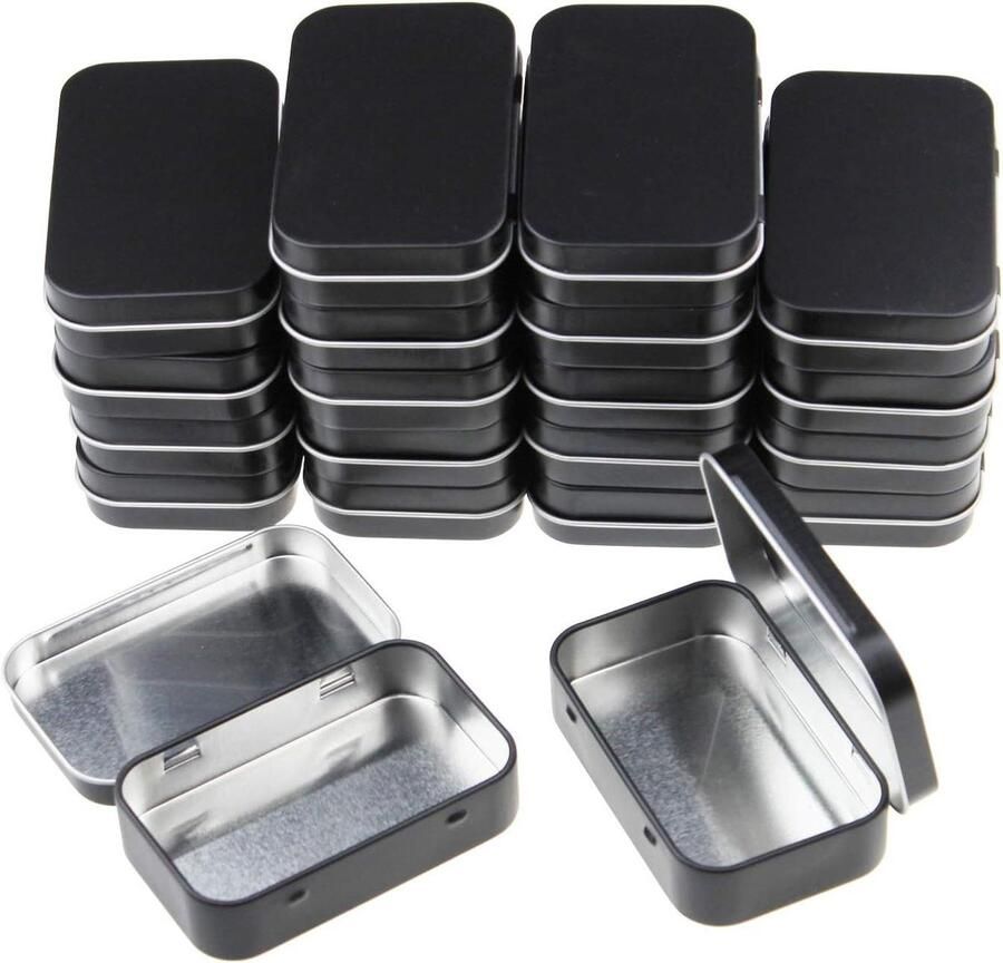 Allecto Plus Rechthoekige Metalen Opbergdozen Set van 20 Thuisorganisatie 9 5 x 6 2 x 2 0 cm Zwart