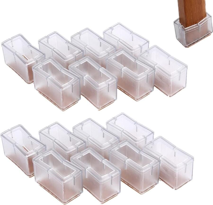 Allecto plus Rechthoekige Siliconen Stoel Voetbeschermers voor Meubelpoten met Zelfklevende Onderkant