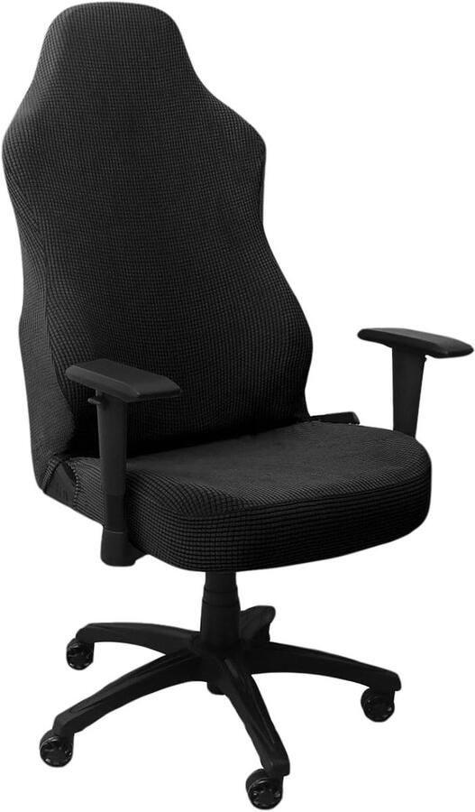 Allecto plus Rekbare hoezen voor gamestoel ergonomische bescherming voor bureaustoel verstelbare racestoelhoes met armleuning wasbaar en antislip (zwart)