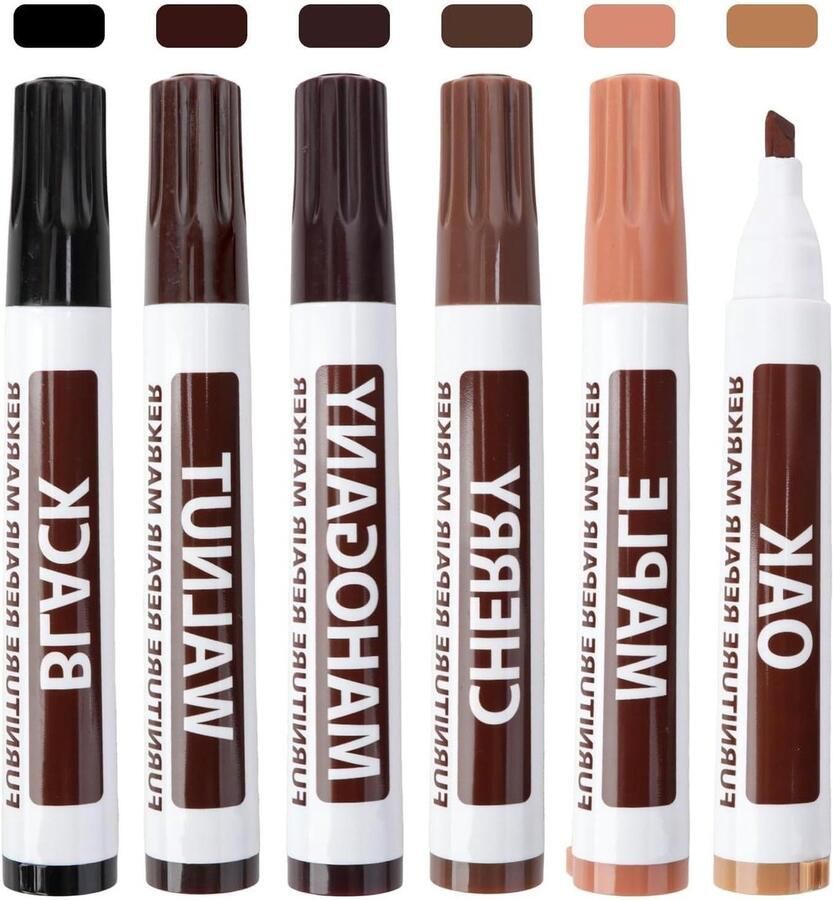 Allecto Plus Meubel retoucheerpen voor houtgekleurde markers Vloer en parket reparatie Houtrenovatie met 6 kleuren