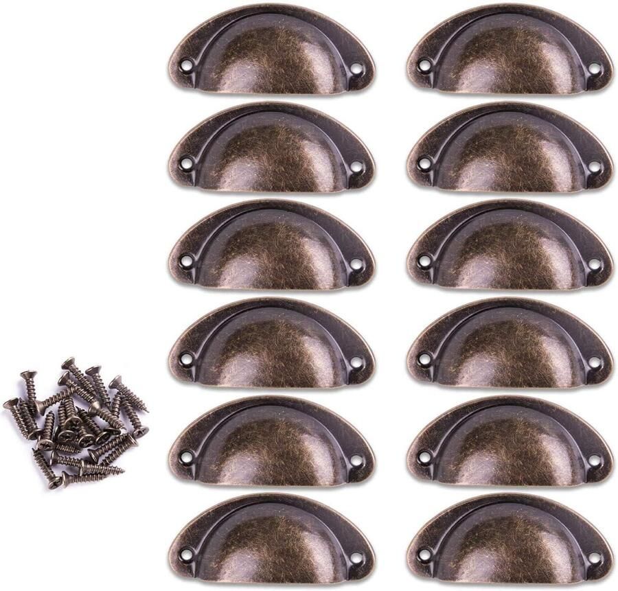 Allecto plus Retro Shell Vorm Meubelknop Handware Rood Brons Set van 10 Stuks