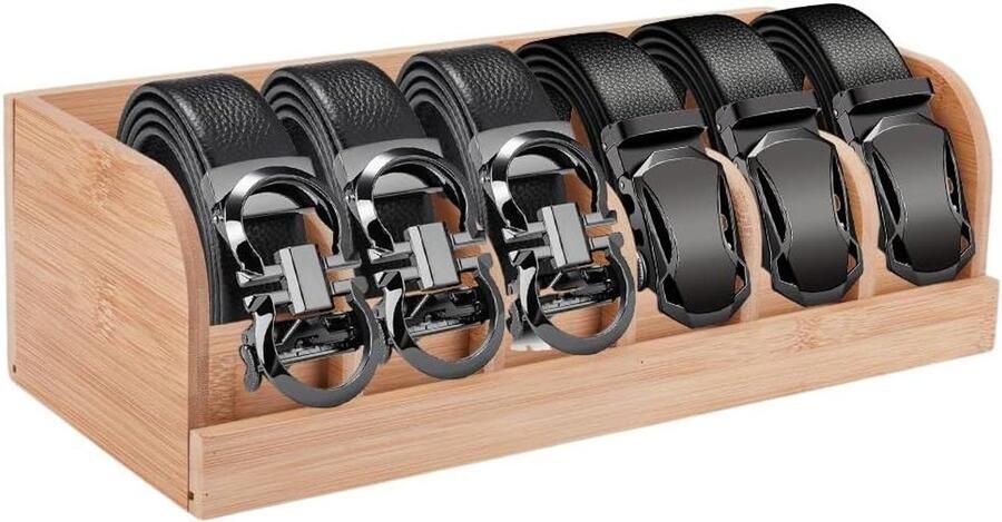 Allecto plus Riemstandaard van hout 35 cm 6 vakken stropdassen en riemen opbergen Kastenlade organizer voor hem en haar