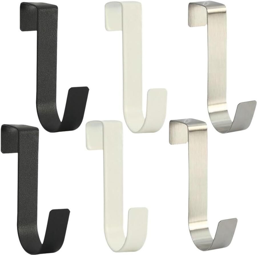 Allecto Plus Roestvrij staal deurhaakjes voor kledingkasten en kasten (6 stuks)