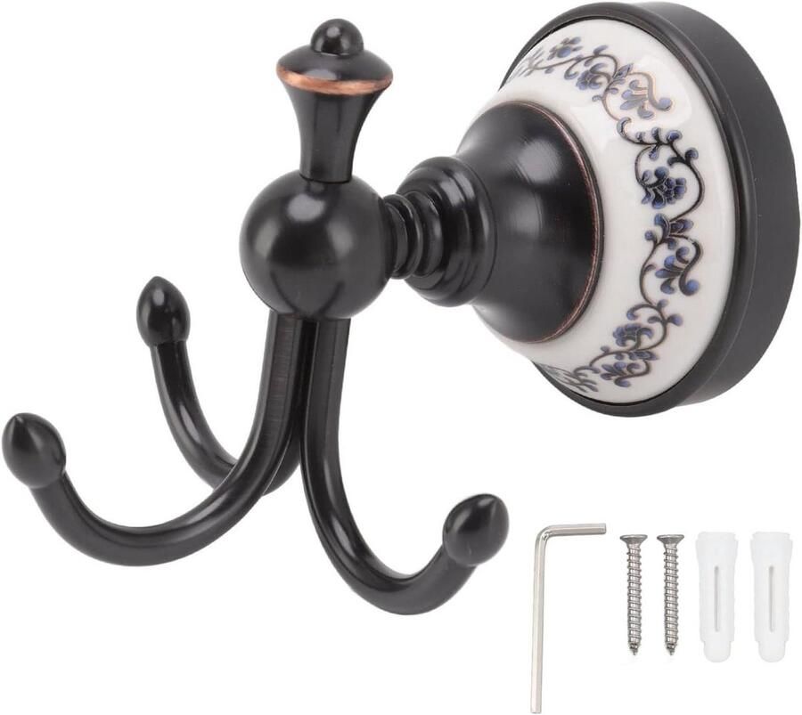 Allecto plus Roestvrijstalen Badjashaak voor Badkamer met Retro-look Wandgemonteerde Kapstok met 3 Polen Handdoekbadjassen Ophangen Stijlvol Ontwerp