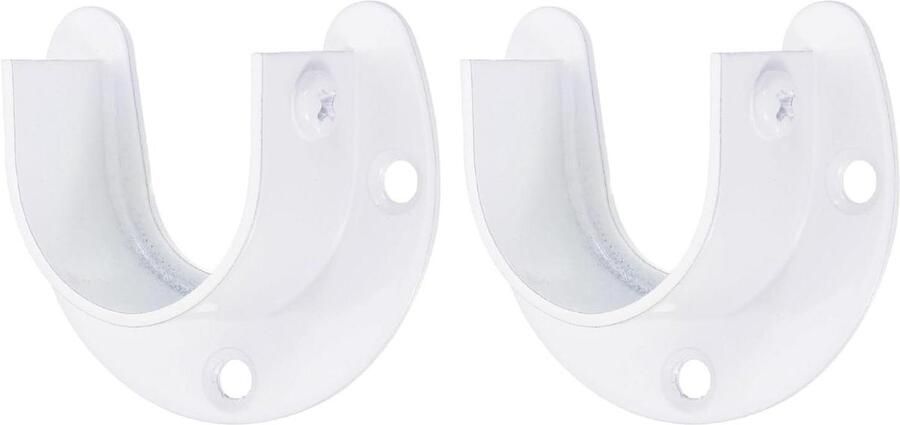 Allecto plus Roestvrijstalen garderobestang 3 26 inch Diahouder met U-vorm voor garderobe en douchegordijnen Wit Set van 2 stuks