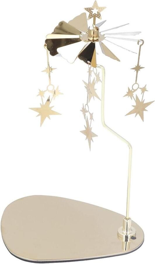 Allecto Plus Romantische Europese Stijl Kaarsenhouder Kaarscarrousel Roterend Driehoek Dienblad Gouden Ster Tafel Middenstuk voor Feestvieringen