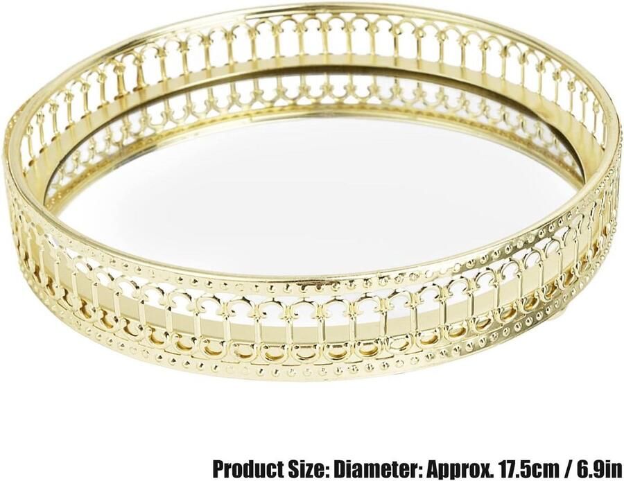 Allecto plus Rond spiegelblad decor goud kaptafel organizer met lade voor badkamer en slaapkamer