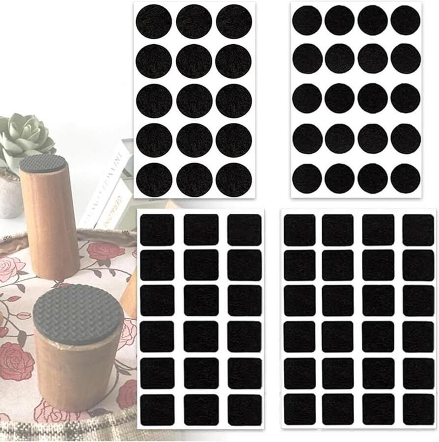 Allecto Plus Rond vierkant rubber zelfklevend stoelkussen van vilt voor meubelsbescherming geluidsreductie Geschikt voor tegels tafels houten vloeren