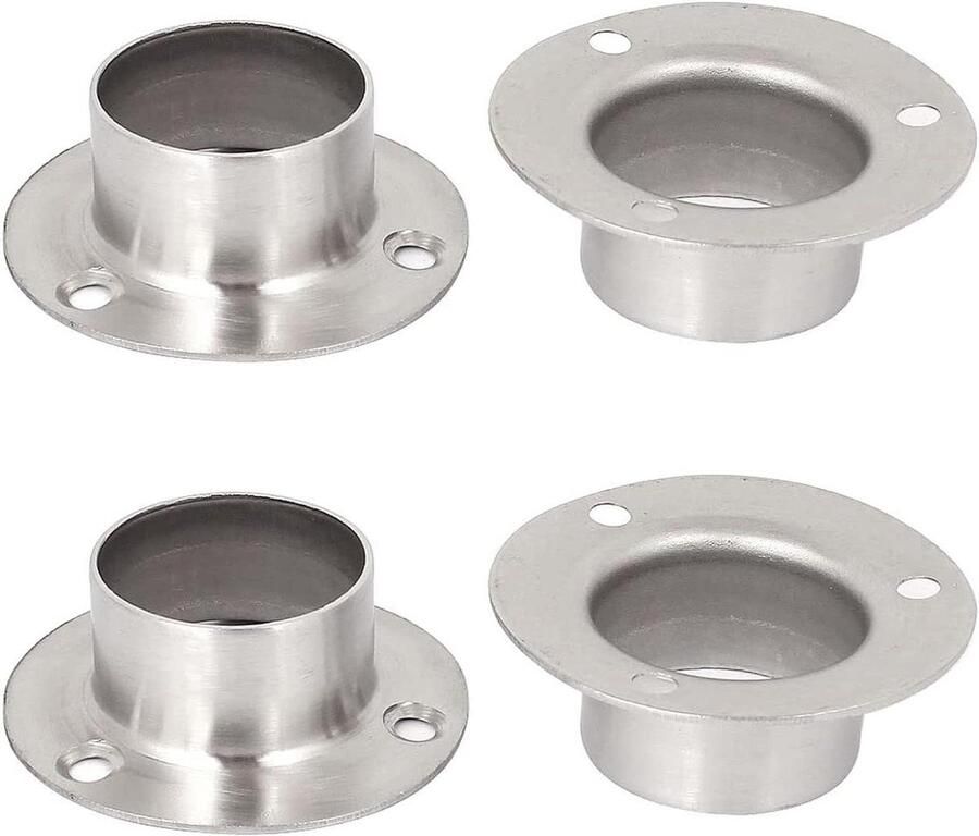 Allecto plus Ronde Garderobe Rail Ondersteuning Set van 4 Roestvrij Staal Muurmontage Beugel