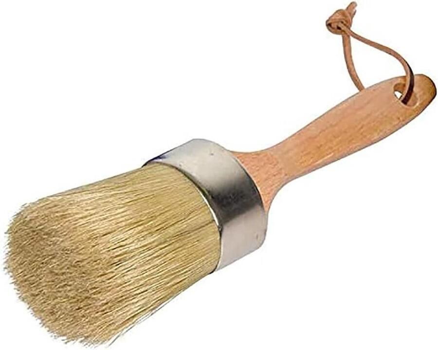 Allecto plus Ronde krijt- en wasverfborstel voor meubelen Handgemaakt Ergonomisch Donkere heldere was DIY Woondecoratie Hout