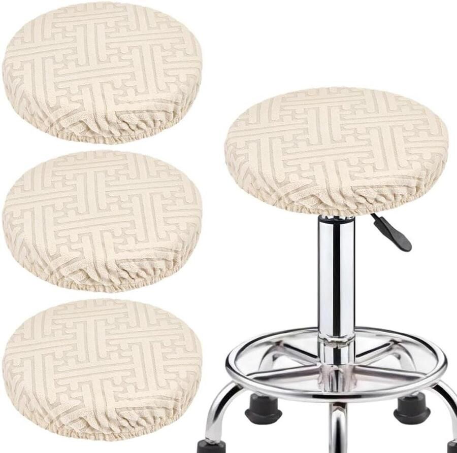 Allecto Plus Ronde Kruk Covers 31 5 cm Antislip Wasbaar Elastische Kruk Kussenhoes Bar Stoel Seat Cover Keuken Aanrecht Salon Cornsilk Kleur
