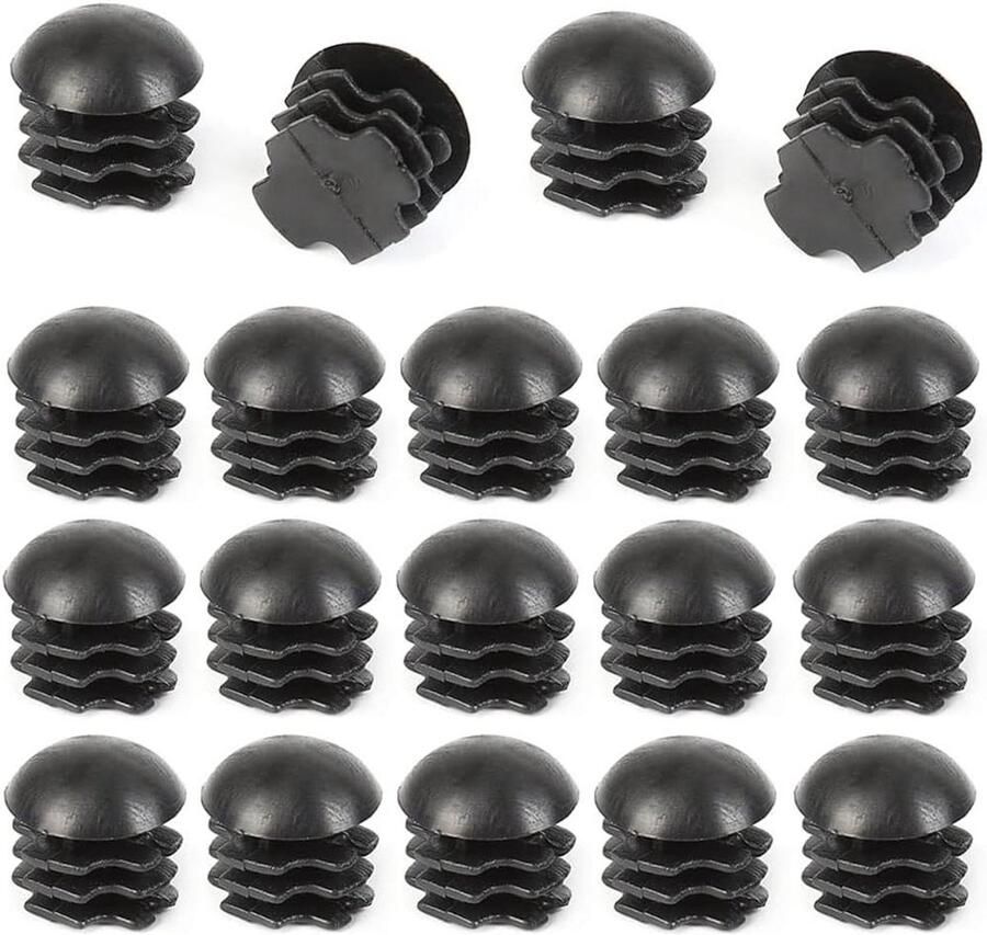 Allecto Plus Ronde kunststof doppen 50 stuks zwart voor stoelpunt 16 mm stoelpootbescherming tafelpoten buiseindkappen stoelstop pad stoel cap stoelbescherming