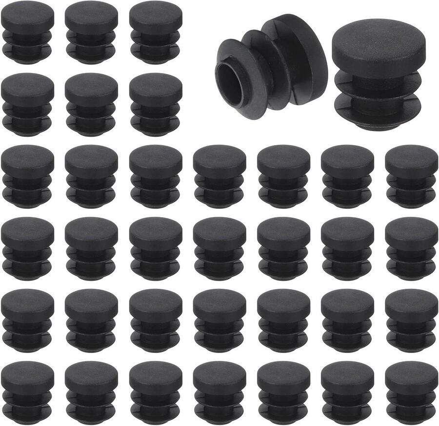 Allecto plus Ronde kunststof doppen voor meubels 36 stuks zwart ID 8 5-12 mm eindkappen stoelbescherming vloeren